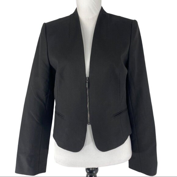 Anne Klein NWT Black Collarless Long‎ Sleeve Career Minimalist Blazer 8/C38 - Picture 1 of 10
